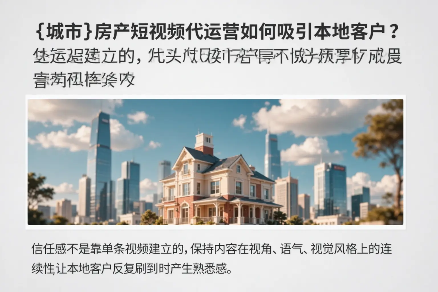 称多房产短视频代运营如何吸引本地客户?